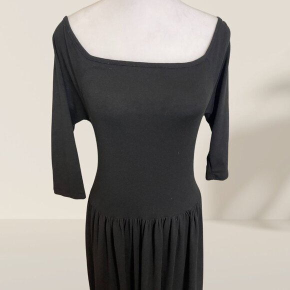 24Seven Comfort Apparel Black Square-Neck Long Sleeve Maxi Dress – Size L - Picture 2 of 6